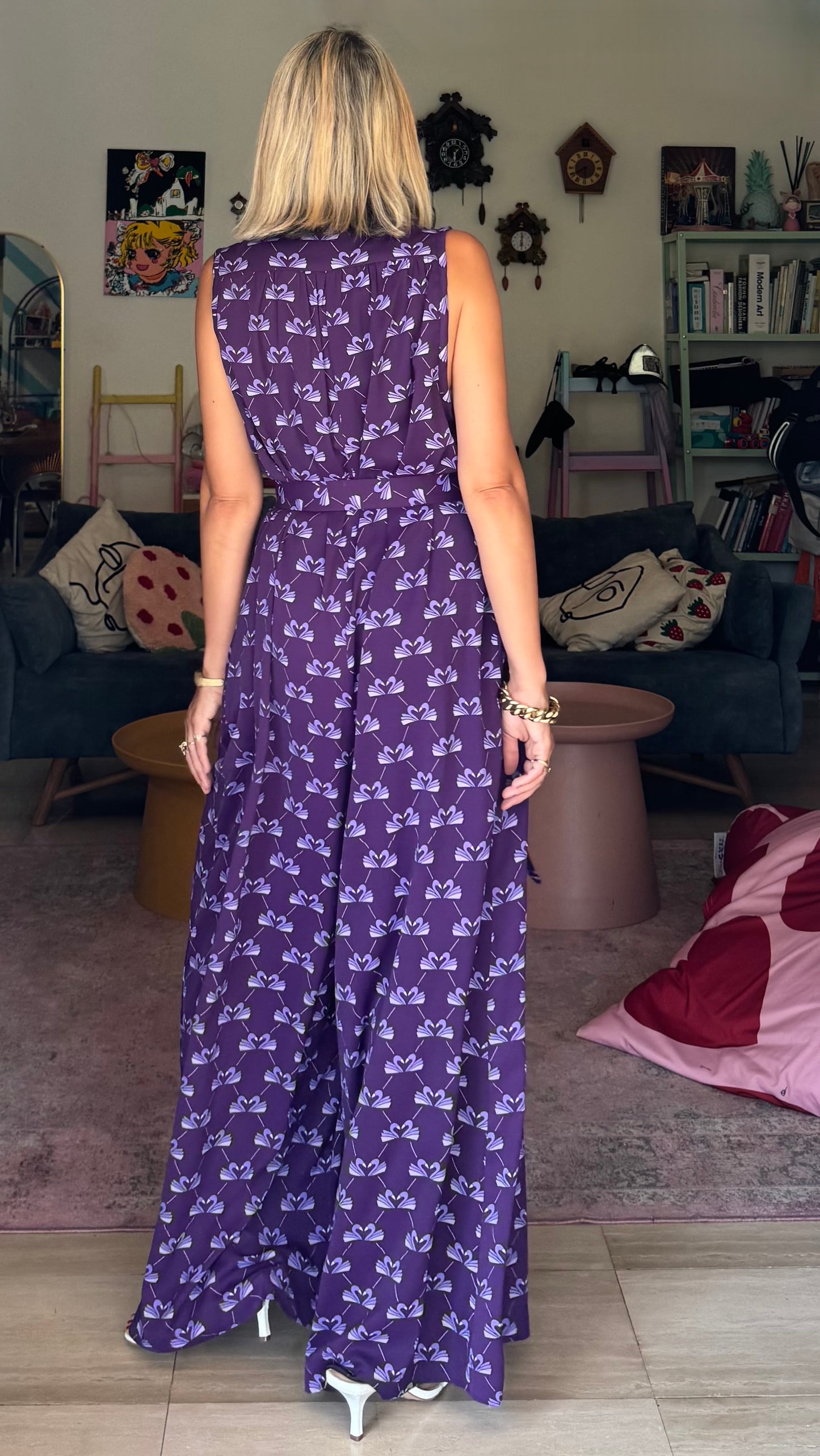 אוברול בסטי ללא שרוול - סגול -